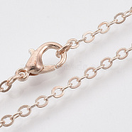 Brass Cable Chains Necklace Making, with Alloy Lobster Claw Clasps, Rose Gold, 23.6 inch~24.37 inch(60cm~61.9cm)(MAK-N029-01RG)