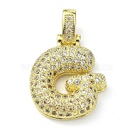 Brass Micro Pave Clear Cubic Zirconia Pendants, Real 18K Gold Plated, Letter G, 29.5mm, Hole: 4.8x3.5mm, Pendant: 23x19x5.5mm(KK-M279-01G-G)