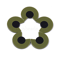 Cellulose Acetate(Resin) Pendants, Large Semicircle, Dark Olive Green, 33.5x37.5x3.5mm, Hole: 1.5mm(KY-S158-36B)