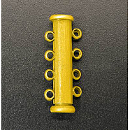 4-strands Brass Slide Lock Clasps, for Multi-strand Jewelery, 8 Holes, Golden, 25x10x5mm, Hole: 2mm(X-KK-Q268-2)
