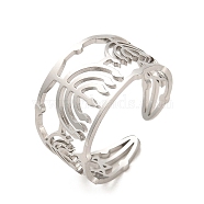 304 Stainless Steel Open Cuff Rings, Stainless Steel Color, Inner Diameter: 18.2mm(RJEW-Q808-05P)