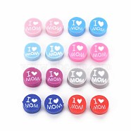 Handmade Polymer Clay Beads, Mother's Day Theme, Flat Round with Word I Love MOM, Mixed Color, 8~9.5x3.5~4.5mm, Hole: 1.5mm(CLAY-T019-11)