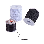 3 Rolls 3 Styles Elastic Cord, for DIY Jewelry Making, Flat & Round, Mixed Color, 0.8~1mm, 1roll/style(EC-SZ0001-09)