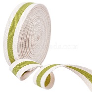 Polyester Braid Ribbon, Flat, Stripe Pattern, Garment Accessories, Yellow Green, 1-1/4 inch(32x1mm), about 10 yards/bundle(OCOR-WH0068-30B)