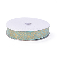 Nylon Organza Ribbon, with Gold Foil, For Jewelry Making, Medium Turquoise, 1 inch(26mm), 200yards/roll(182.88m/roll)(SRIB-I004-03G)
