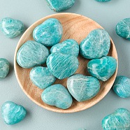 Natural Amazonite Heart Palm Stones, Crystal Pocket Stone for Reiki Balancing Meditation Home Decoration, 30~35mm(PW-WG21258-01)