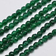 Natural Malaysia Jade Bead Strands, Round, Dyed, Faceted, Dark Green, 6mm, Hole: 0.8mm, about 63pcs/strand, 14.5 inch(G-A147-6mm-A07)