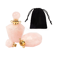 NBEADS Faceted Natural Gemstone Openable Perfume Bottle Pendants, Essential Oil Bottles, with 304 Stainless Steel Findings and Velvet Pouches, 2pcs/set(AJEW-NB0002-09)