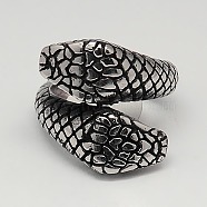 Unique Retro Men's 304 Stainless Steel Snake Rings, Antique Silver, 17~23mm(RJEW-F006-274)