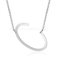 201 Stainless Steel Initial Pendants Necklaces, with Cable Chains, Letter, Letter.C, 17.3~18.3 inch(44~46.5cm)x1.5mm, LetterC: 37x21x1mm(NJEW-S069-JN003D-C)