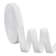 Flat Polycotton Twill Tape Ribbon, Herringbone Ribbon, White, 25x1mm(OCOR-WH0066-92H-02)
