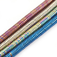 Electroplate Non-magnetic Synthetic Hematite Beads Strands, Wavy, Flat Round, Mixed Color, 6x2mm, Hole: 1mm, about 280pcs/strand, 16.1 inch(G-T061-177)