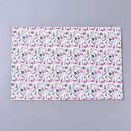 PU Leather Fabric, Garment Accessories, for DIY Crafts, Flamingo and Monstera Leaf Pattern, Colorful, 30x20x0.1cm(AJEW-WH0148-15J)