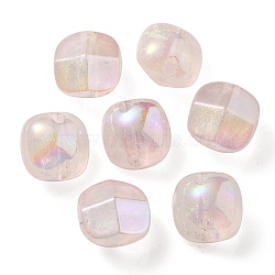 UV Plating Luminous Transparent Acrylic Beads, Glow in The Dark, Half Round, Misty Rose, 19x19x15mm, Hole: 3.5mm(OACR-P010-01C)