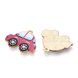 Printed Alloy Pendants, Car Charms, Camellia, 18.5x22.5x1.5mm, Hole: 1.5mm(ENAM-N056-223F)