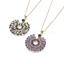 European Bohemian Style Pop Pendant Necklaces, with Brass Cable Chains & Lobster Clasps, Glass Beads and Synthetic Druzy Agate, Flower with Heart, Mixed Color, 17.71 inch(45cm), 2mm(NJEW-I233-12G)