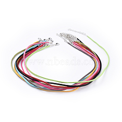 Faux Suede Necklace Cord, with Platinum Color Iron Lobster Clasps and Iron Chains, Mixed Color, 450x2.5x2mm(NCOR-R025-M)