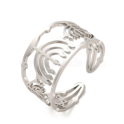 Non-Tarnish 304 Stainless Steel Open Cuff Rings, Stainless Steel Color, Inner Diameter: 18.2mm(RJEW-Q808-05P)