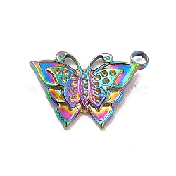 Ion Plating(IP) 304 Stainless Steel Pendant Rhinestone Settings, Butterfly, Rainbow Color, Fit For 0.8mm Rhinestone, 13.5x20x3mm, Hole: 2mm(STAS-F282-11MC)