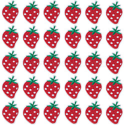 50Pcs Computerized Embroidery Cloth Iron On Patches, Costume Accessories, Appliques, Strawberry, Red, 43x33x1.5mm(FIND-GF0004-84)