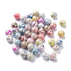 AB Color Wave Printed Acrylic Beads, Round, Mixed Color, 10mm, Hole: 2mm, about 920pcs/500g(MACR-Q151A-M)