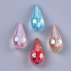 Transparent Acrylic Beads, AB Color, Faceted, Teardrop, Mixed Color, 25x11x11mm, Hole: 1.5mm(X-TACR-T007-09)
