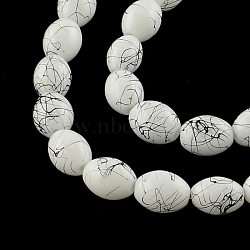 Baking Painted Drawbench Glass Bead Strands, Oval, White, 13.5~14x10~10.5mm, Hole: 1.5mm, about 57pcs/strand, 31.4 inch(GLAD-S080-10x14-74)