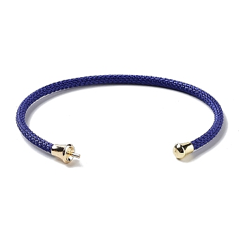 Stainless Steel Cuff Bangle Making, with Golden Tone Brass Finding, for Half Drilled Beads, Medium Blue, Inner Diameter: 1-3/4x2-3/8 inch(4.6x6cm), Pin: 1mm