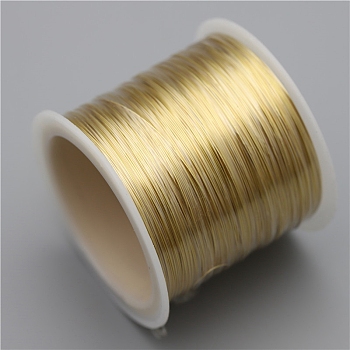 Copper Wire, Round, for Jewelry Making, Light Gold, 29 Gauge(0.3mm), 0.3mm, 100M/roll