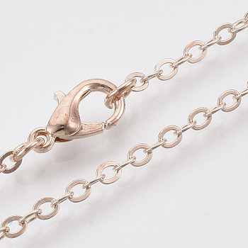 Brass Cable Chains Necklace Making, with Alloy Lobster Claw Clasps, Rose Gold, 23.6 inch~24.37 inch(60cm~61.9cm)