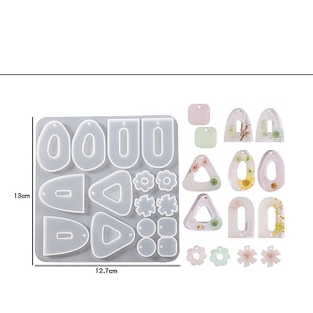 Silicone Molds, Resin Casting Molds, for UV Resin, Epoxy Resin Jewelry Making, Mixed Shapes, 123x130x5mm