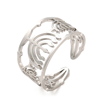 304 Stainless Steel Open Cuff Rings, Stainless Steel Color, Inner Diameter: 18.2mm