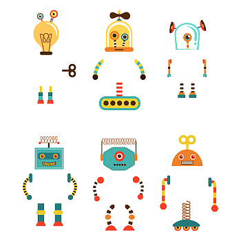 PVC Wall Stickers, Wall Decoration, Robot Pattern, 660x245mm