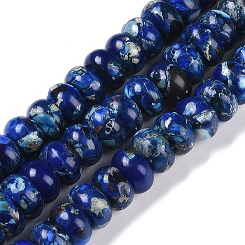 Dyed Synthetic Imperial Jasper Beads Strands, Rondelle, Dark Blue, 10x6mm, Hole: 1.5mm, about 68pcs/strand, 15.75''(40cm)