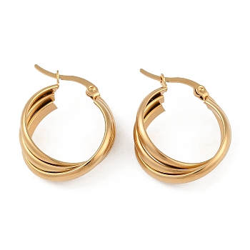 PVD Vacuum Plating 201 Stainless Steel Hoop Earrings, with 304 Stainless Steel Pin, Golden, 29x8.5mm