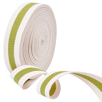 Polyester Braid Ribbon, Flat, Stripe Pattern, Garment Accessories, Yellow Green, 1-1/4 inch(32x1mm), about 10 yards/bundle
