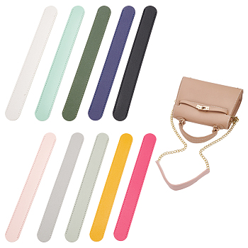WADORN 10Pcs 10 Colors Imitation Leather Bag Strap Padding, Anti-slip Bag Handle Wrap, Pressure Relief Shoulder Strap Protector Cover, Mixed Color, 22.5x2.5x0.35cm, 1pc/color