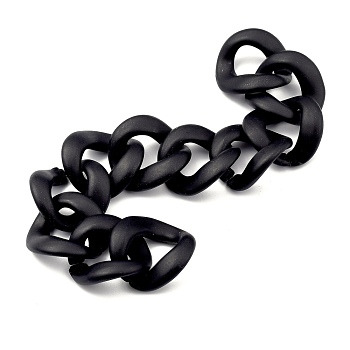 Handmade Spray Painted CCB Plastic Curb Chains, Twisted Chain, for Handbag Chain Making, Oval, Black, Links: 22.5x23x6mm, 39.37 inch(1m)/Strand