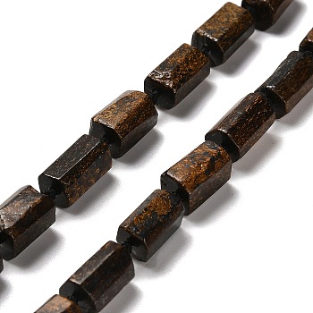 Natural Bronzite Beads Strands, with Seed Beads, Faceted, Column, 8.5~13x6~8x6~8mm, Hole: 1mm, about 28~32pcs/strand, 15.98~18.90''(40.6~48cm)