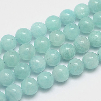 Natural Amazonite Bead Strands, Round, 8mm, Hole: 0.8~1mm, about 51pcs/strand, 15.7 inch