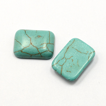 Craft Findings Dyed Synthetic Turquoise Gemstone Flat Back Cabochons, Rectangle, Dark Cyan, 20x30x6mm