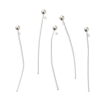 Brass Ball Head Pins, Lead Free & Cadmium Free, 925 Sterling Silver Plated, 25x0.6mm, Head: 2mm