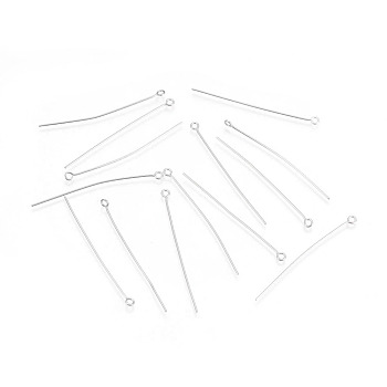 304 Stainless Steel Eye Pins, Stainless Steel Color, 50x0.7mm, Hole: 2mm, 500pcs/bag