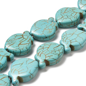 Synthetic Turquoise Beads Strands, Peach, Medium Turquoise, 26x20x7mm, Hole: 1.6mm, about 16pcs/strand, 15.20''(38.6cm)