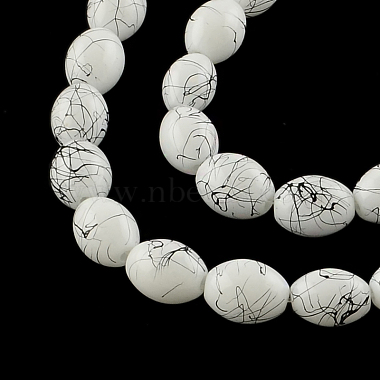 14mm White Oval Glass Beads
