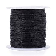 Polyester Braided Metallic Thread, for DIY Braided Bracelets Making and Embroidery, Black, 0.4mm, 6-Ply, about 54.68 yards(50m)/roll(X-OCOR-I007-B-21)