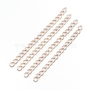 Ion Plating(IP) 304 Stainless Steel Curb Chains Extender, Rose Gold, 25mm, Link: 3x1.6x0.4mm(STAS-WH0032-02A-RG)