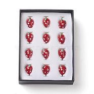 Perles au chalumeau à la main à la fraise, rouge, 16x11mm, Trou: 2mm(LAMP-F006-03)