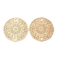 Rack Plating Brass Connector Charms, Etched Metal Embellishments, Long-Lasting Plated, Flat Round Flower Links, Light Gold, 18.5x0.3mm, Hole: 1.8mm(KK-Q792-12LG)