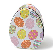 Easter Theme Cartoon Tinplate Gift Box, Egg Shape Candy Box, Egg Pattern Storage Box, WhiteSmoke, 8.9x11.4x4.4cm(CON-G020-01B)